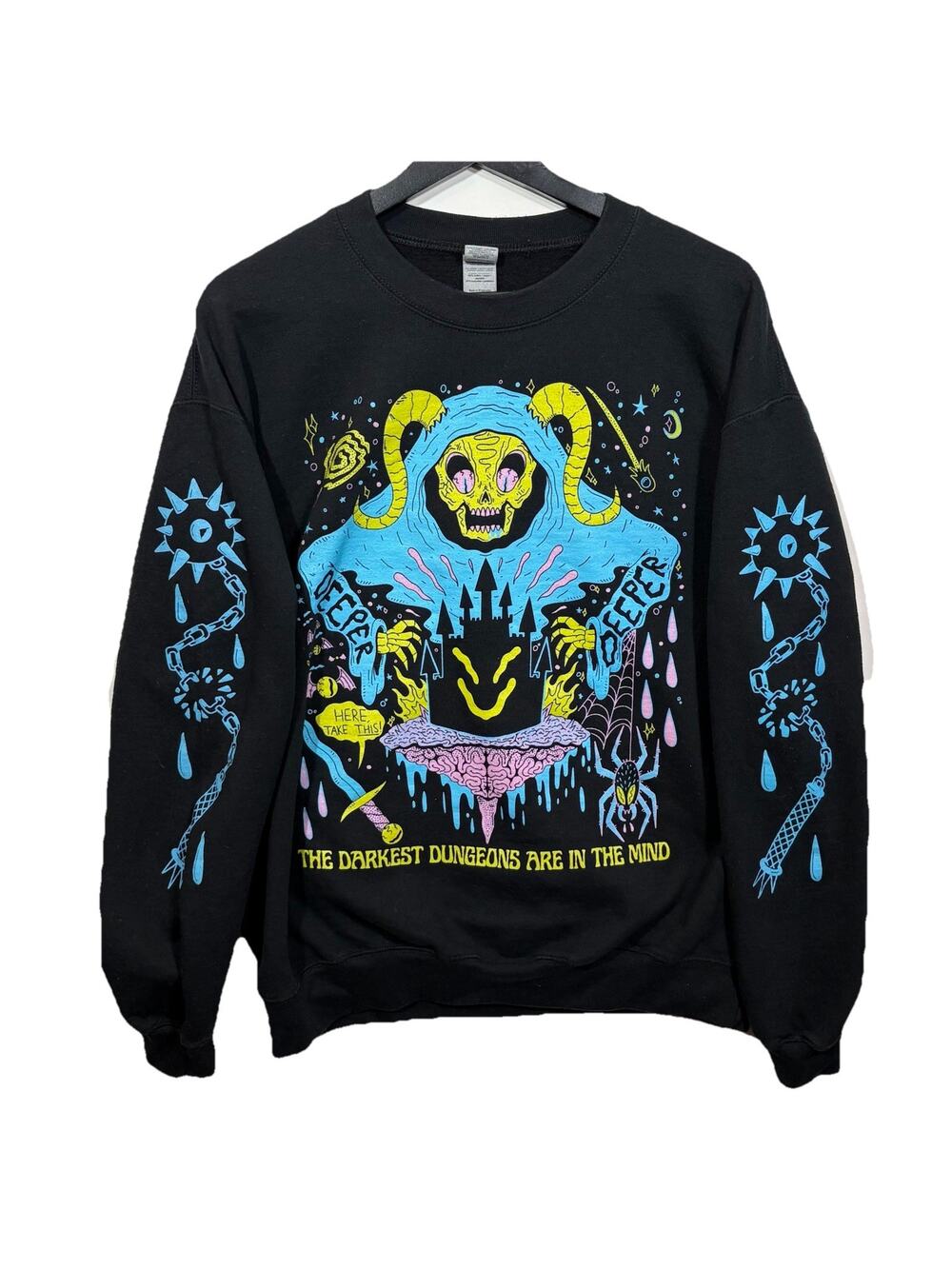 Wicked Clothing Sweatshirt "Darkest Dungeons Are In The Mind" Anxiety Barge S